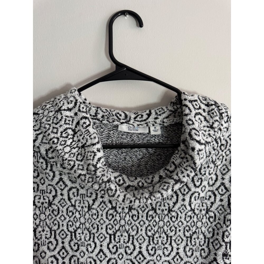 Croft & Barrow Eyelash Knit Cowl Neck Sweater - Medium - Grey & Black Pattern - Picture 16 of 16